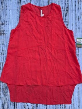 RACHEL Rachel Roy Red Layered Sleeveless High-Low Camisole